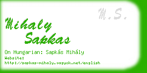 mihaly sapkas business card