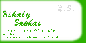 mihaly sapkas business card